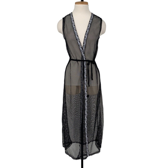 Vintage Giween Euro Mesh Fishnet Wrap Robe Black Boho Funky - Picture 1 of 8